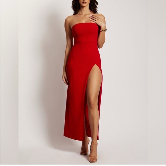 Meshki elegant Red Strapless Dress - Picture 4 of 11